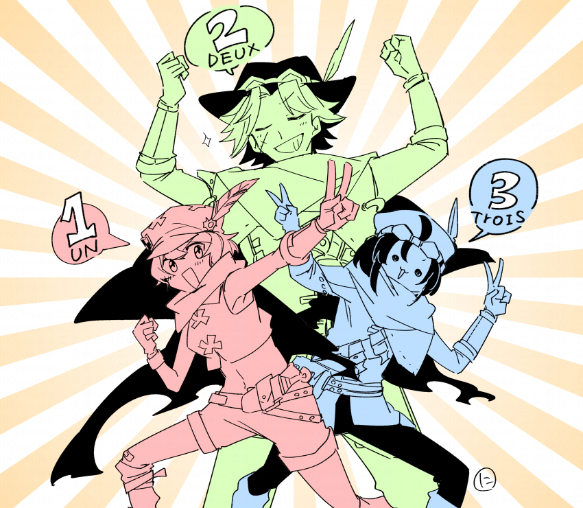 :d, absurdres, arms_up, bandaid, bandaid_on_knee, bandaid_on_leg, blush, character_request