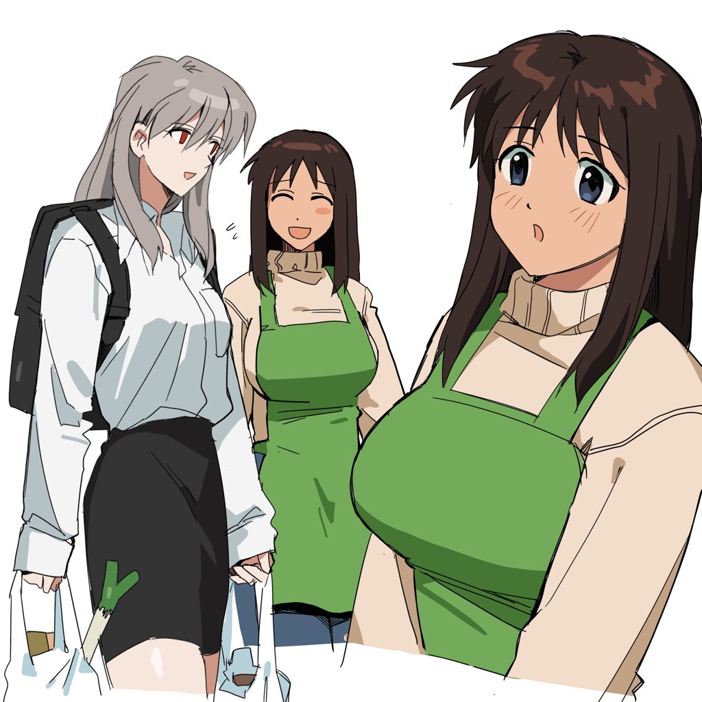 2girls, 4zw89qkqagggcf7, aged_up, apron, backpack, bag, black_bag, black_skirt