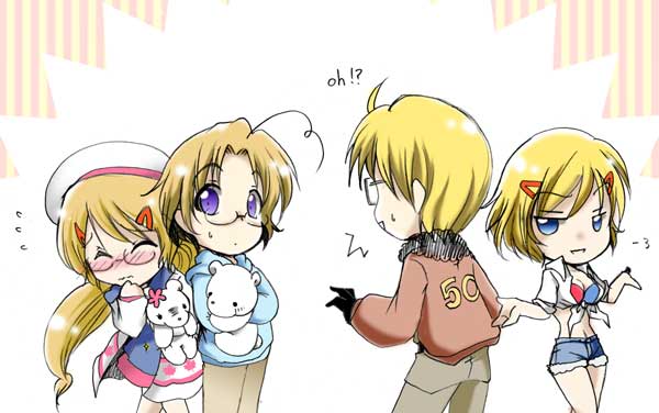 2boys, 2girls, america_(hetalia), artist_request, axis_powers_hetalia, brother_and_sister, brothers, canada_(hetalia)