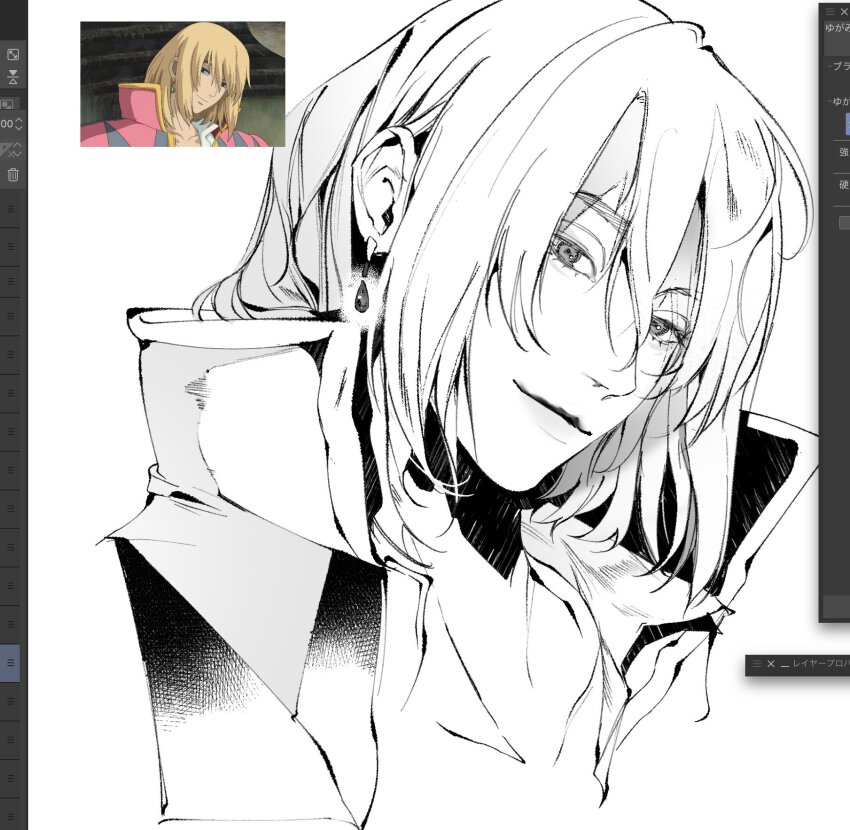 1boy, bishounen, bob_cut, chikage_(chi_g0), closed_mouth, collared_shirt, derivative_work, earrings