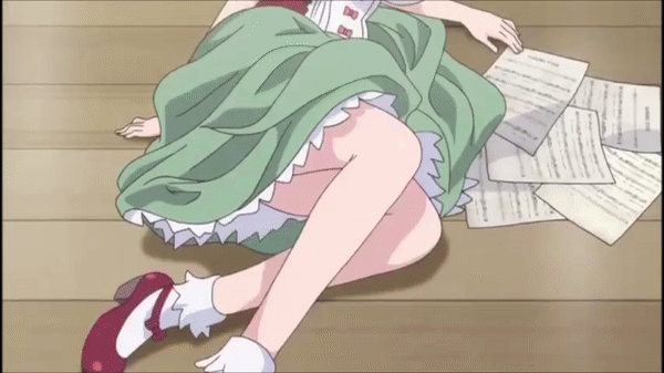 10s, 1girl, animated, animated_gif, anime_screenshot, bare_legs, blush, breasts