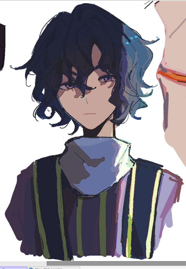 1boy, blue_eyes, blue_hair, chinese_commentary, closed_mouth, commentary_request, dark_blue_hair, gold_trim