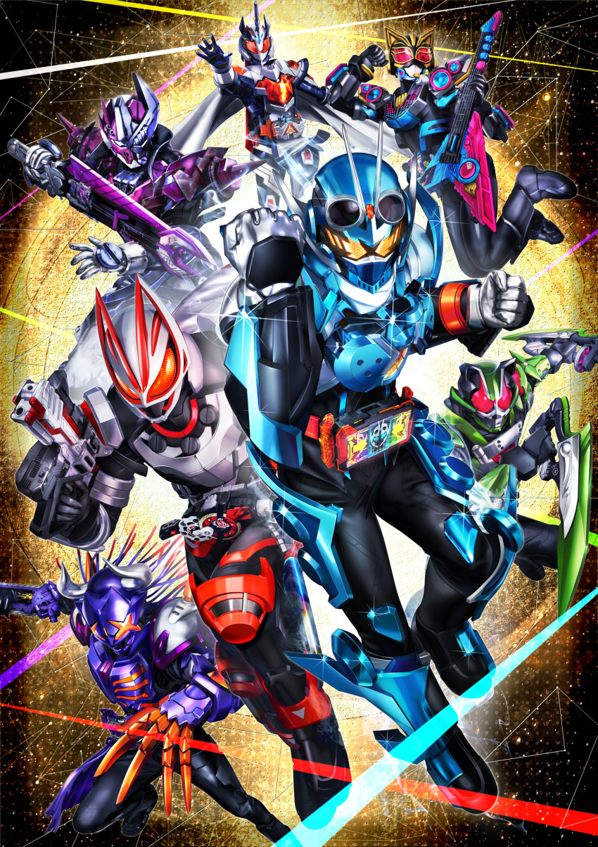 +_+, 2girls, 5boys, absurdres, alchemisdriver, animal_ears, animal_hands, antennae