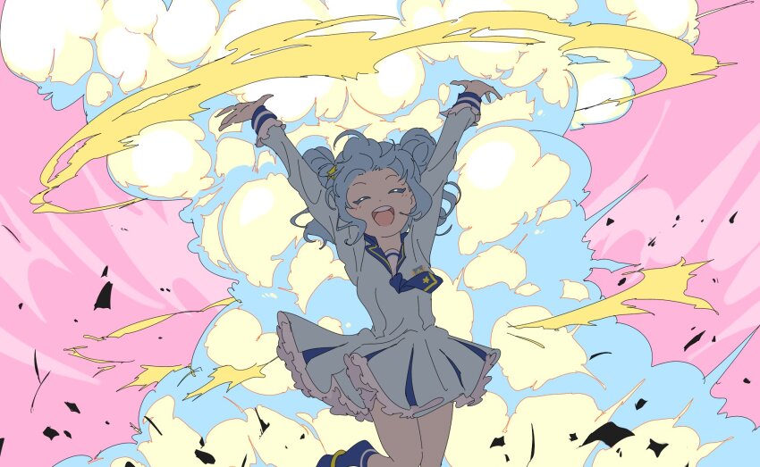 1girl, :d, ^_^, aikatsu!_(series), aikatsu_stars!, arms_up, bad_id, bad_twitter_id