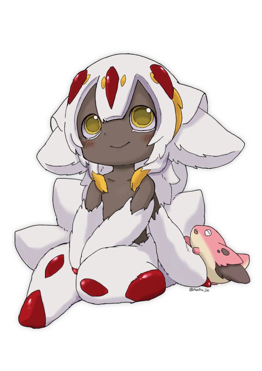 1girl, 1other, animal_ear_fluff, animal_ears, artist_name, auchu_jin, blush, claws