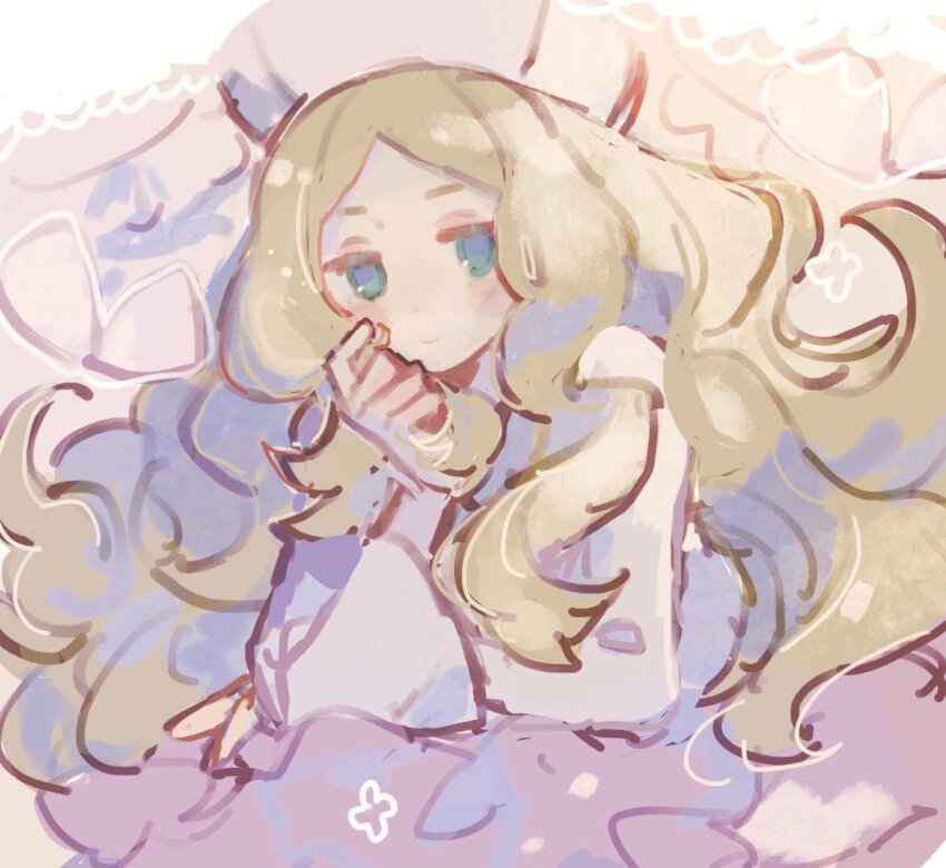 1girl, blonde_hair, blue_eyes, caitlin_(pokemon), closed_mouth, dress, hat, highres