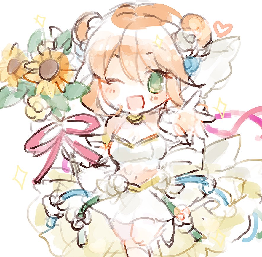 1girl, ;d, bride, double_bun, dress, fire_emblem, fire_emblem:_the_binding_blade, fire_emblem_heroes