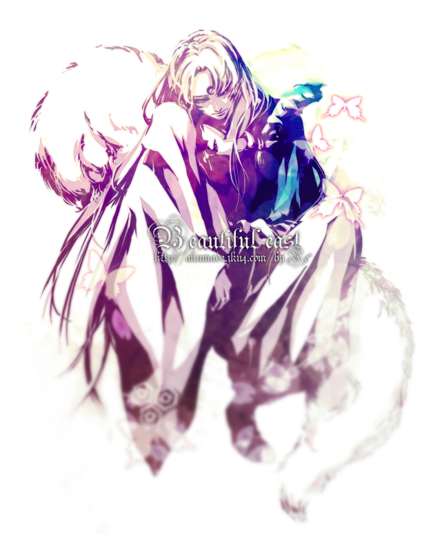 1boy, armor, bad_id, bad_pixiv_id, bug, butterfly, fur, insect, inuyasha, male_focus, pointy_ears, re_degrees_(red_flagship), sesshoumaru, solo, wide_sleeves