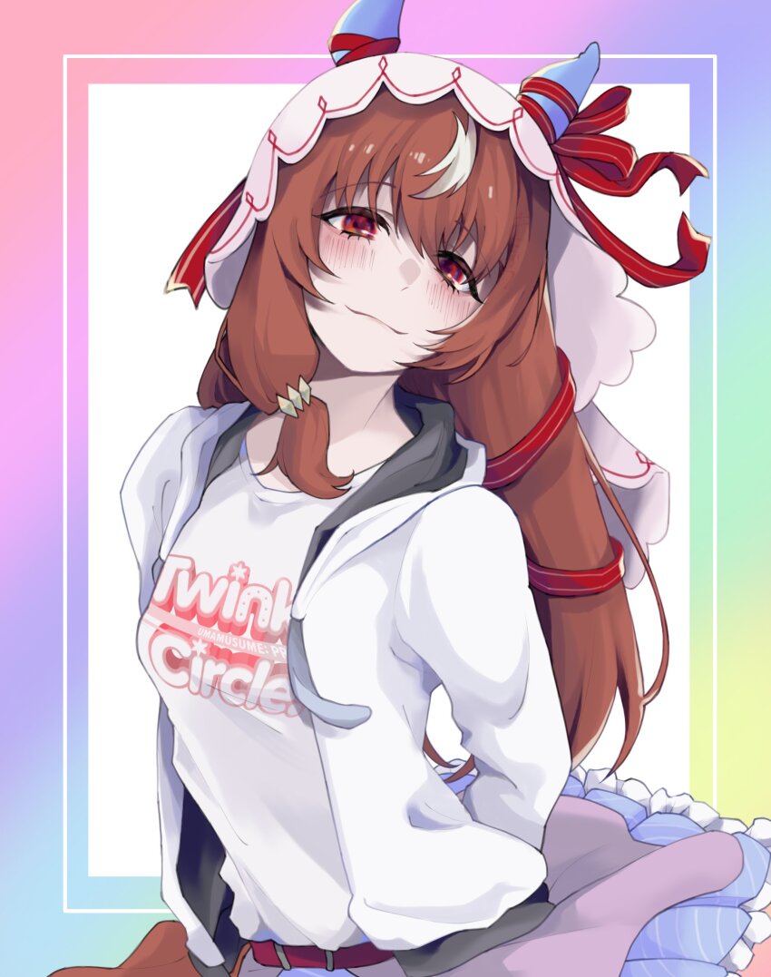 1girl, 2hin03, absurdres, alternate_costume, arms_behind_back, belt, blush, breasts