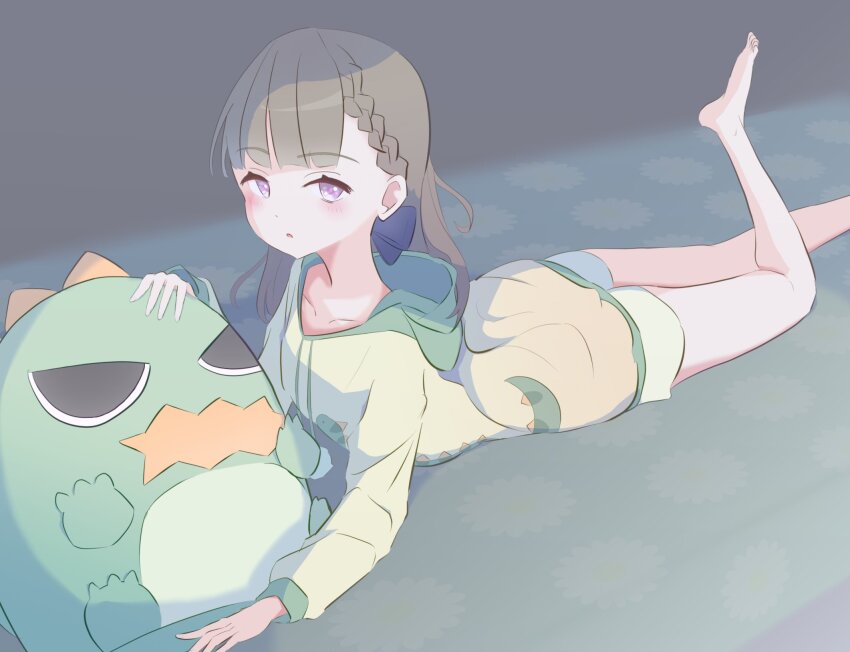 1girl, :d, blunt_bangs, blush, braid, brown_hair, center-flap_bangs, collarbone