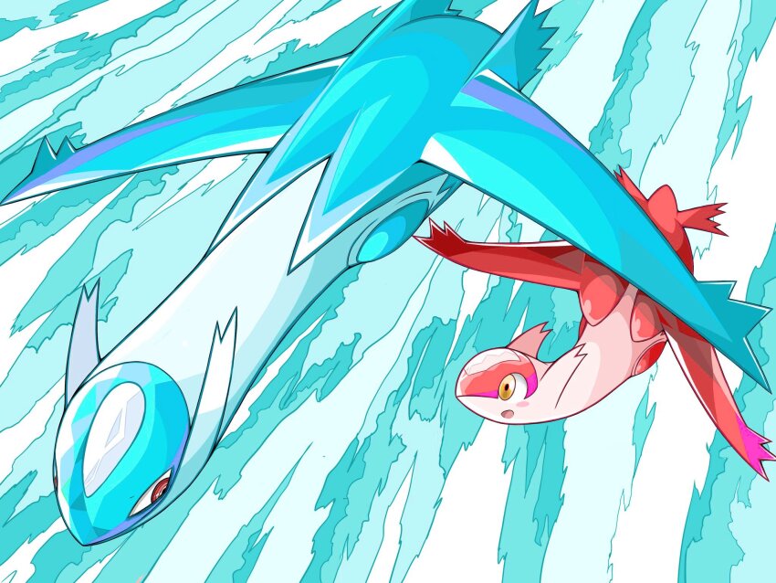 blue_wings, blush_stickers, dragon, flying, gen_3_pokemon, highres, latias, latios