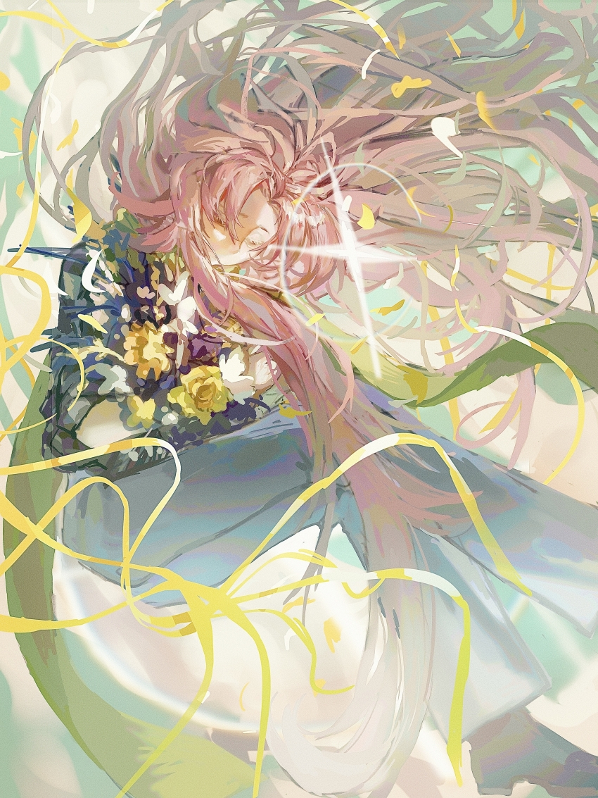 1boy, absurdres, black_shirt, blue_pants, chinese_commentary, commentary_request, film_grain, floating_hair