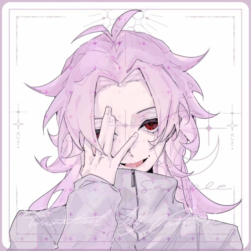 1boy, antenna_hair, chinese_commentary, chinsa, commentary_request, hand_over_eye, hatsutori_hajime, highres