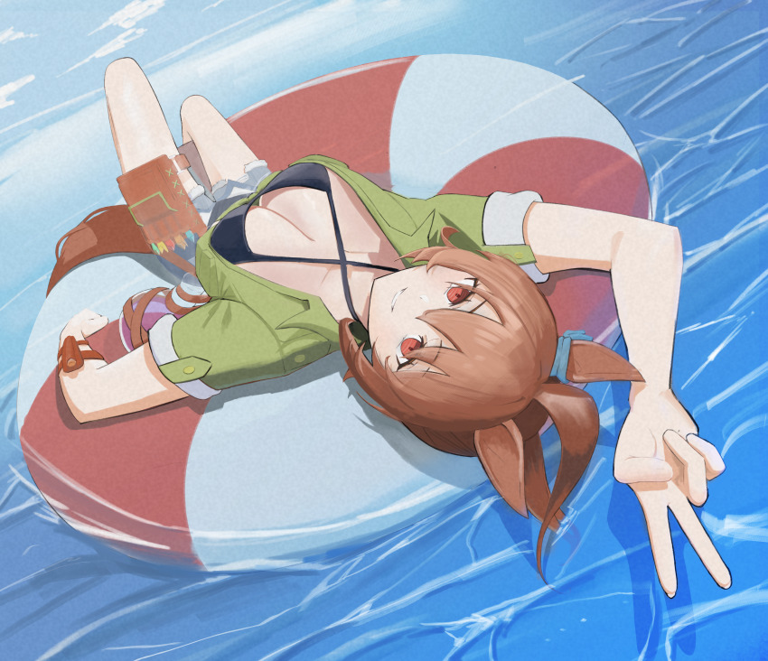 1girl, absurdres, agnes_tachyon_(lunatic_lab)_(umamusume), agnes_tachyon_(umamusume), ahoge, animal_ears, belt, belt_pouch