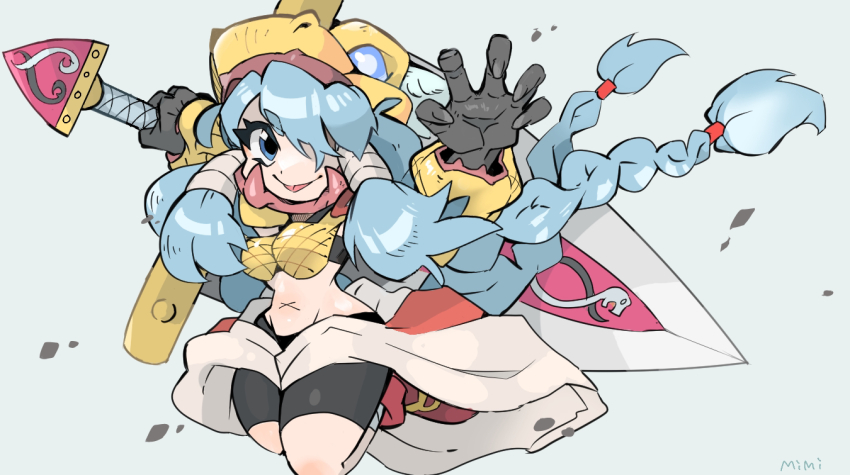 braid, covered_eyes, digimon, digimon_(creature), long_hair, mask, mimi_02525, minervamon