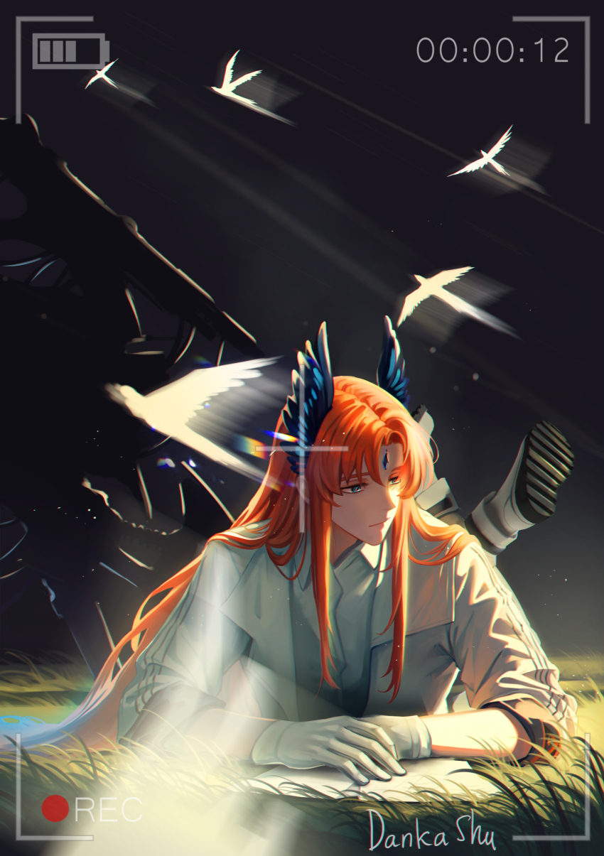 1boy, absurdres, arknights, bird_boy, blue_eyes, coat, dankashu, facial_mark