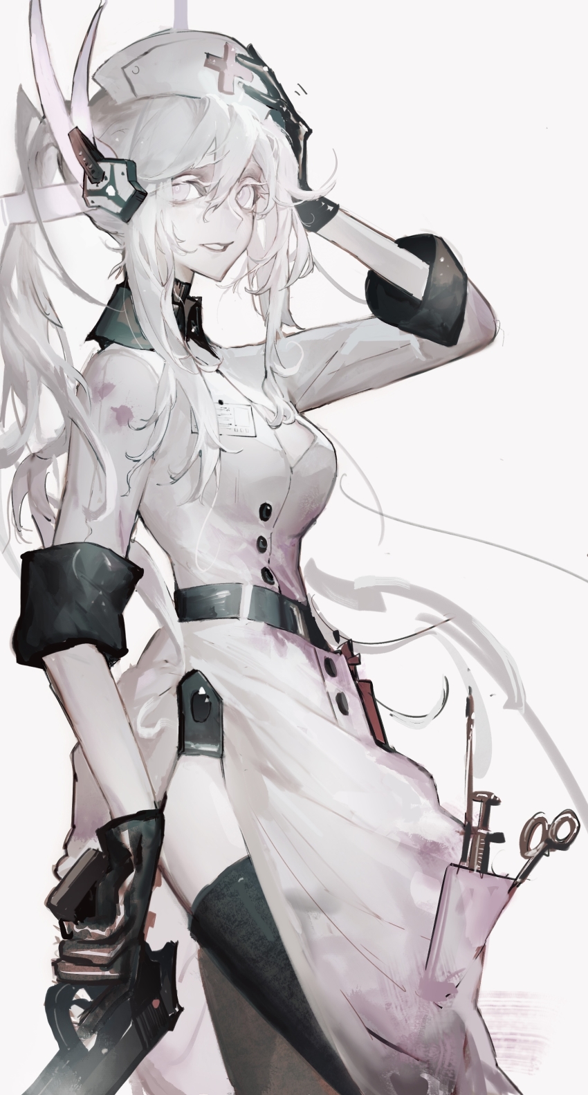 1girl, a_maretto, absurdres, alternate_costume, black_boots, black_gloves, boots, breasts