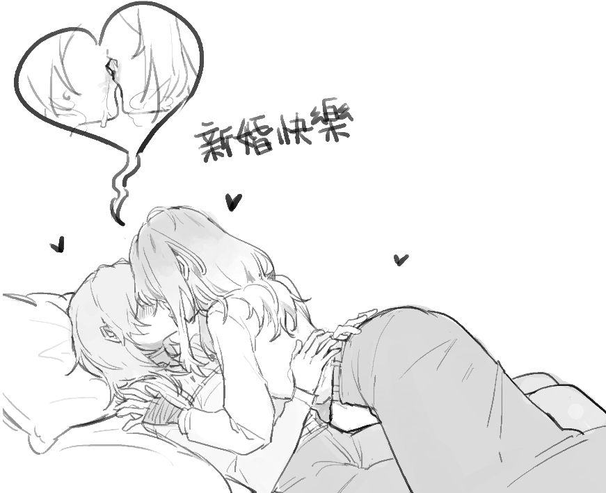 2girls, chest_harness, chief_(path_to_nowhere), chinese_commentary, chinese_text, commentary, drooling, feet_out_of_frame