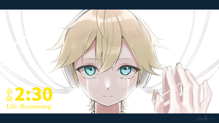 1boy, absurdres, aqua_eyes, blonde_hair, blue_eyes, closed_mouth, crying, crying_with_eyes_open