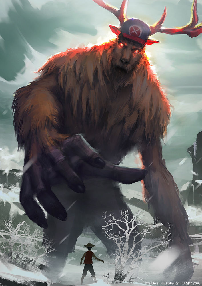 2boys, adpong, alternate_form, animal_ears, animal_nose, antlers, horns_through_headwear, artist_name