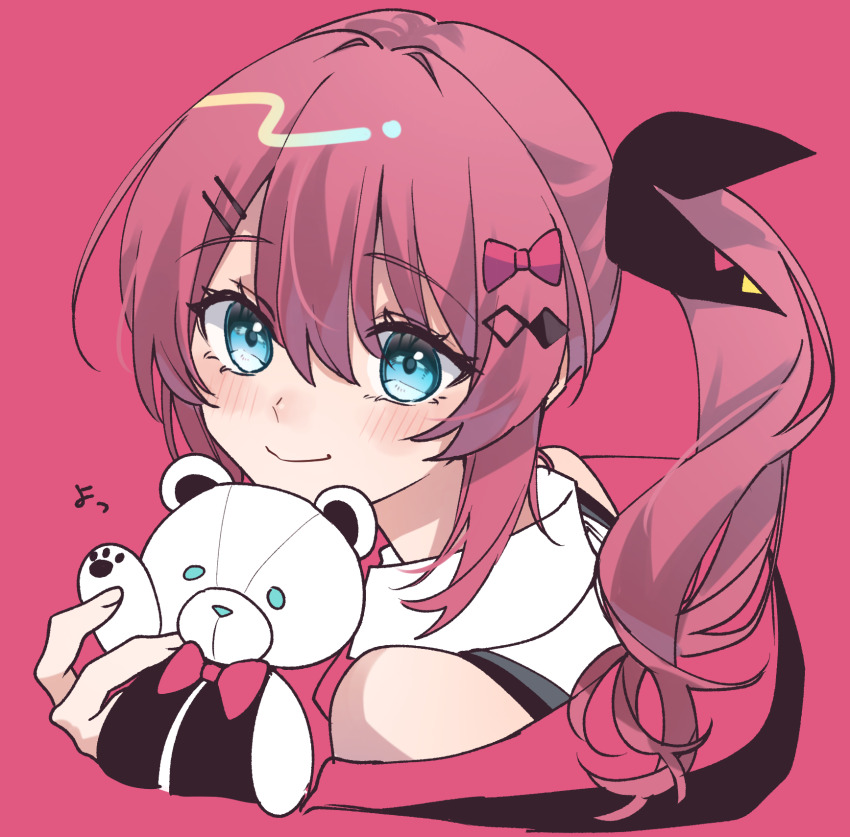 1girl, blue_eyes, closed_mouth, collared_shirt, commentary, hair_between_eyes, hair_ornament, hairclip