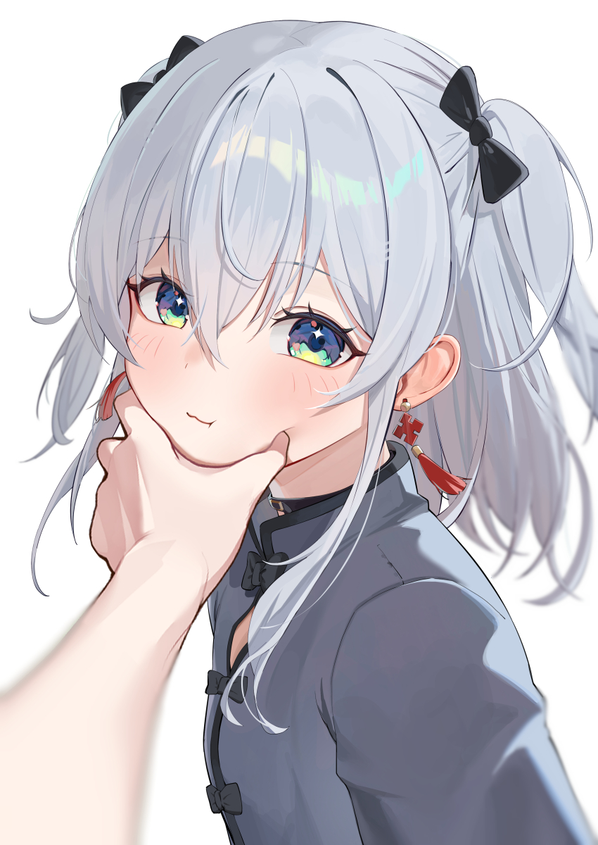 1girl, absurdres, black_bow, black_choker, black_shirt, bow, choker, closed_mouth