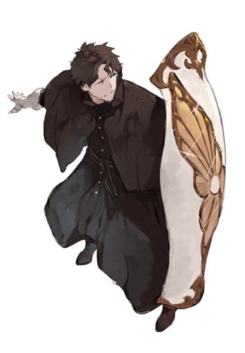 black_eyes, black_pants, black_shirt, brown_hair, ishura, kuze_the_passing_disaster, long_hair, pants