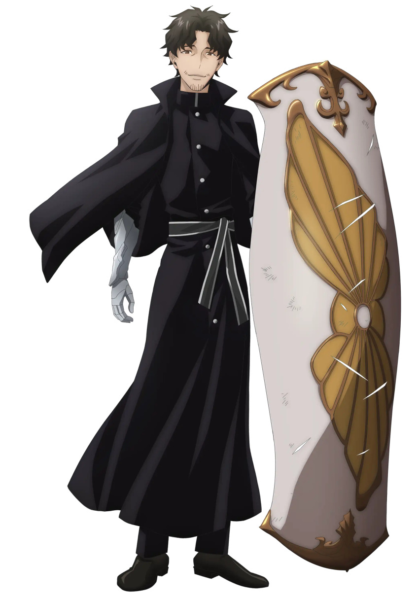 absurdres, black_eyes, black_pants, black_shirt, brown_hair, highres, ishura, kuze_the_passing_disaster