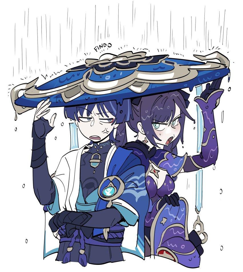 1boy, 1girl, absurdres, anger_vein, annoyed, aqua_eyes, arm_up, artist_name