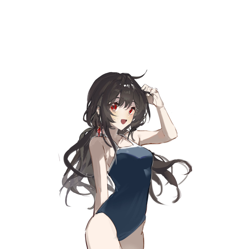 1girl, breasts, brown_hair, call_of_cthulhu, chinese_commentary, commentary_request, cowboy_shot, earrings