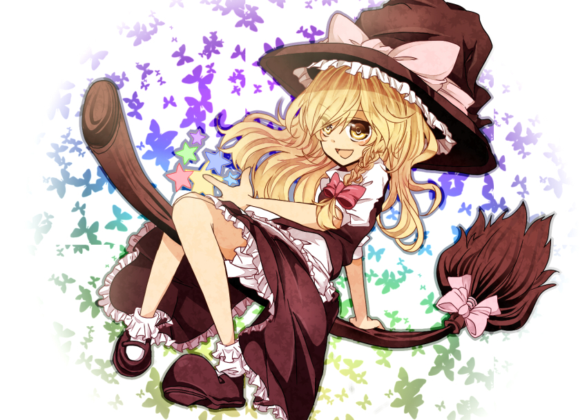 1girl, aizawa_riku, bad_id, bad_pixiv_id, blonde_hair, bloomers, braid, broom