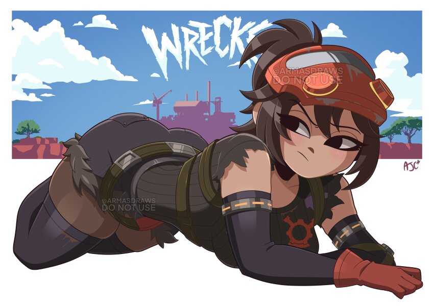 1girl, absurdres, armasdraws, black_eyes, black_hair, black_shirt, black_thighhighs, blush