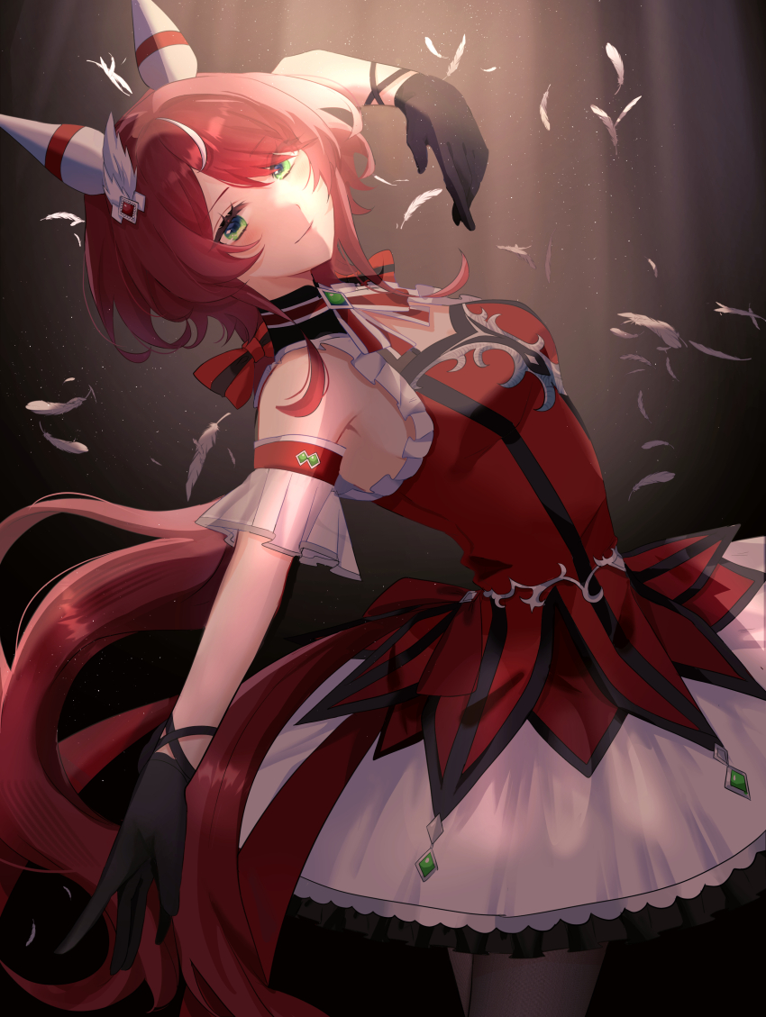 1girl, absurdres, animal_ears, arm_up, armpits, black_gloves, bow, bowtie