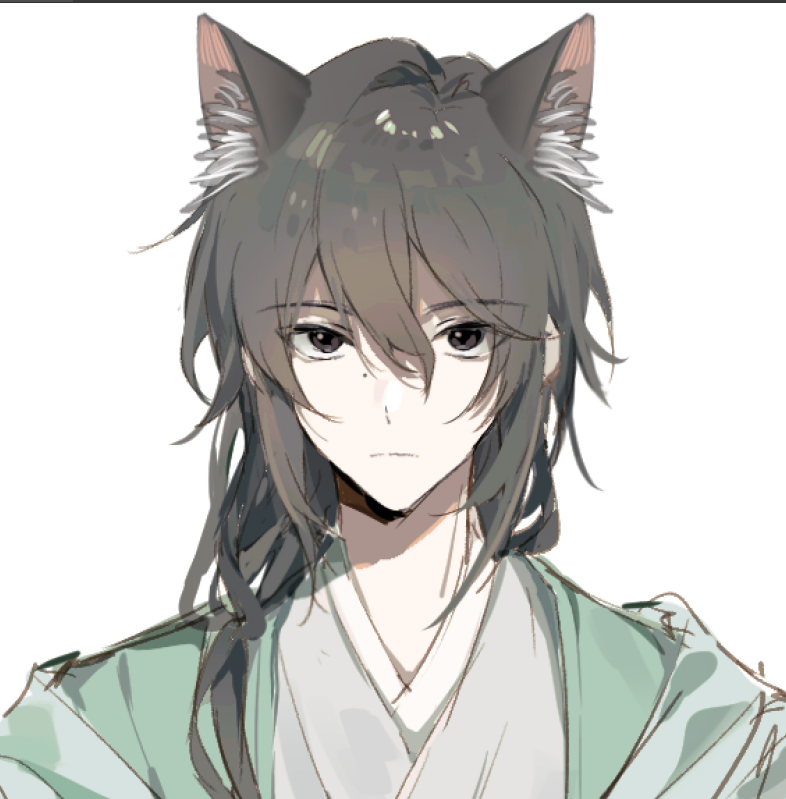 1boy, animal_ear_fluff, animal_ears, black_hair, brown_hair, call_of_cthulhu, cat_boy, cat_ears