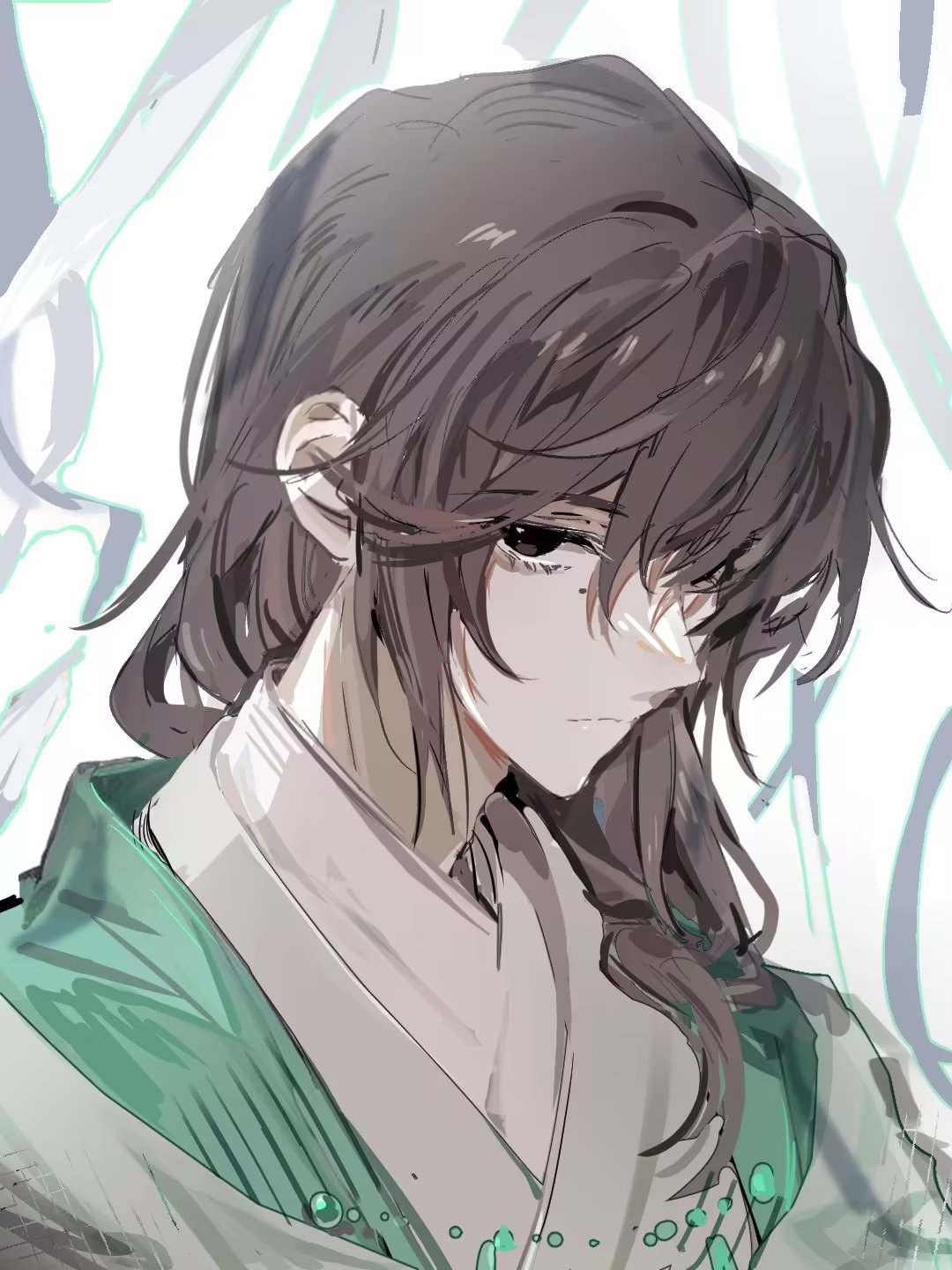 1boy, black_eyes, brown_hair, call_of_cthulhu, chinese_clothes, closed_mouth, green_jacket, gu_yanyu