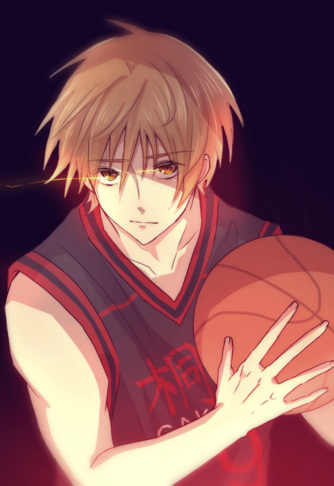 1boy, ball, basketball, basketball_(object), basketball_uniform, black_shirt, brown_eyes, brown_hair