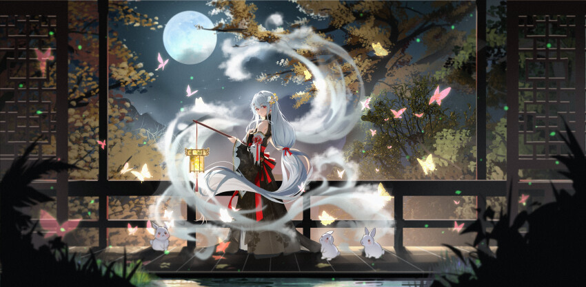 absurdres, adapted_costume, bare_shoulders, bat_hair_ornament, black_dress, black_sleeves, breasts, chinese_commentary