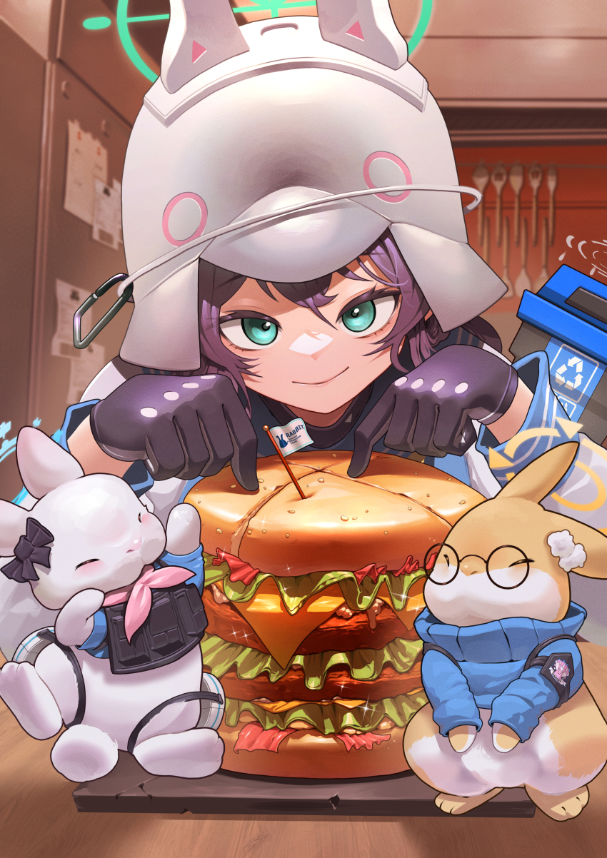 1girl, absurdres, animal, animal_ear_headwear, animal_ear_helmet, animal_ears, animal_helmet, black_gloves