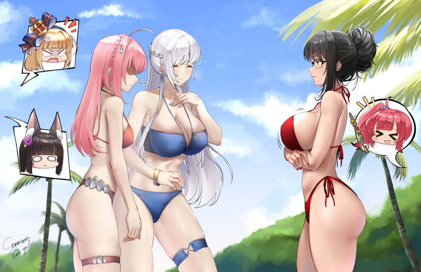 >_<, ..., 6+girls, absurdres, alternate_costume, ass, atlanta_(azur_lane), azur_lane