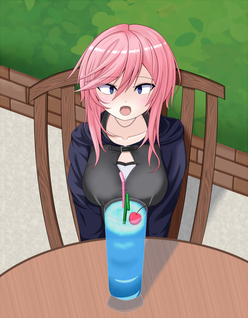 1girl, :o, asagiri_mito, azur_lane, blank_eyes, blue_eyes, blush, breasts