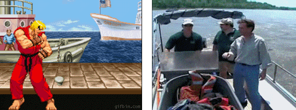animated, animated_gif, boat, capcom, fireball, fish, hadouken, ken_masters, street_fighter, watercraft, what