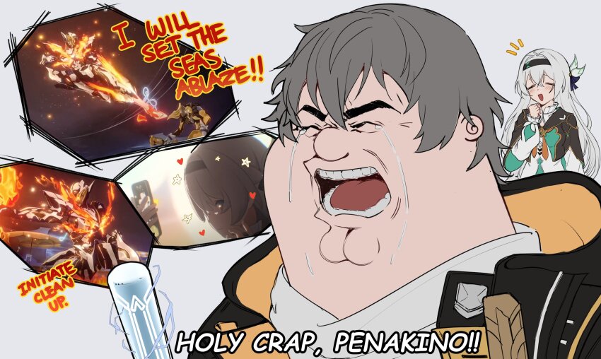 1boy, 1girl, black_hairband, black_jacket, caelus_(honkai:_star_rail), caelus_(honkai:_star_rail)_(cosplay), cleft_chin, cosplay