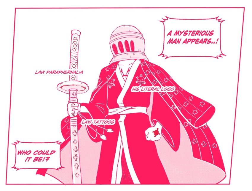 1boy, chest_tattoo, clenched_hand, commentary, english_commentary, english_text, hand_tattoo, haori