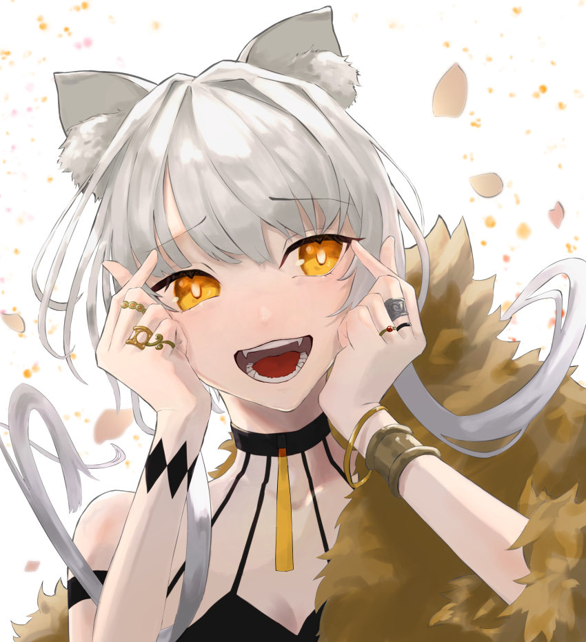 1girl, absurdres, amehachi88, animal_ear_fluff, animal_ears, armlet, bare_shoulders, black_choker