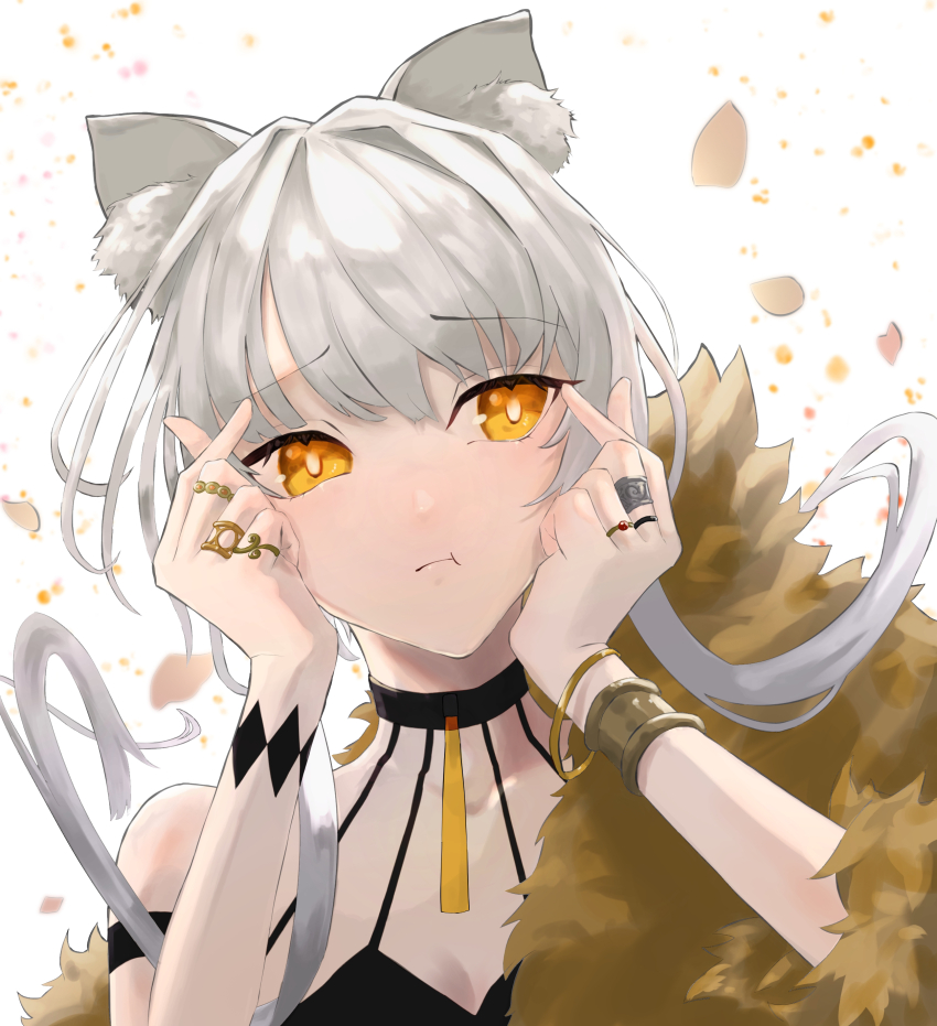 1girl, absurdres, amehachi88, animal_ear_fluff, animal_ears, armlet, bare_shoulders, black_choker