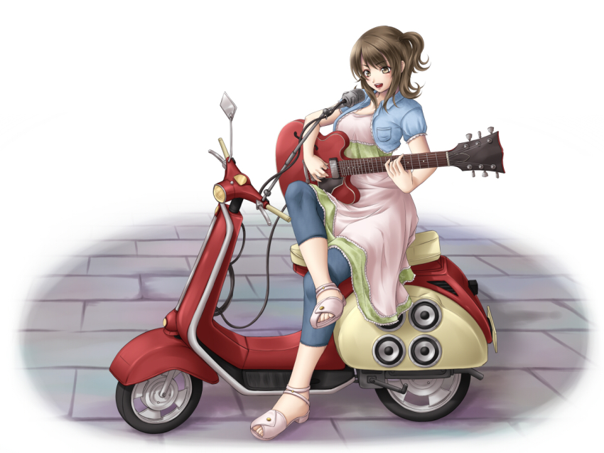 bad_id, bad_pixiv_id, brown_eyes, brown_hair, electric_guitar, gibson_es-335, guitar, instrument