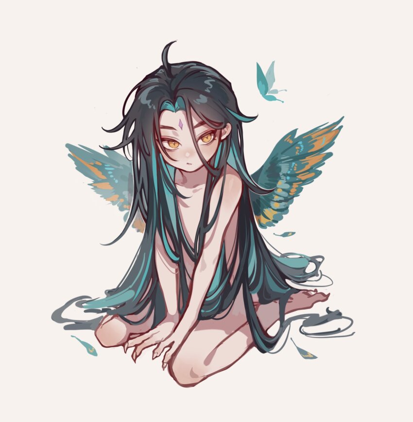 1boy, absurdly_long_hair, aged_down, ahoge, alternate_hair_length_(longer), alternate_hairstyle, androgynous, aqua_hair