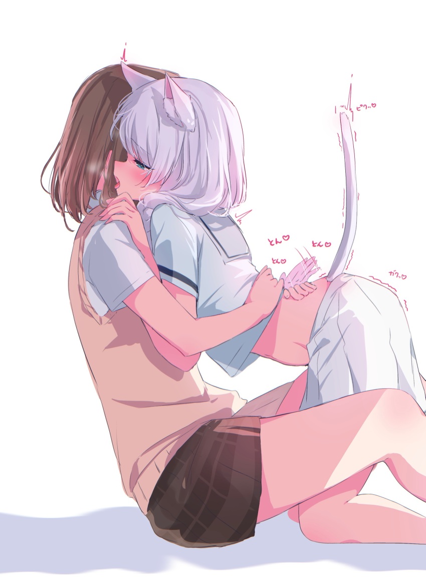 2girls, absurdres, animal_ear_fluff, animal_ears, bang_dream!, bang_dream!_girls_band_party!, between_legs, blue_eyes