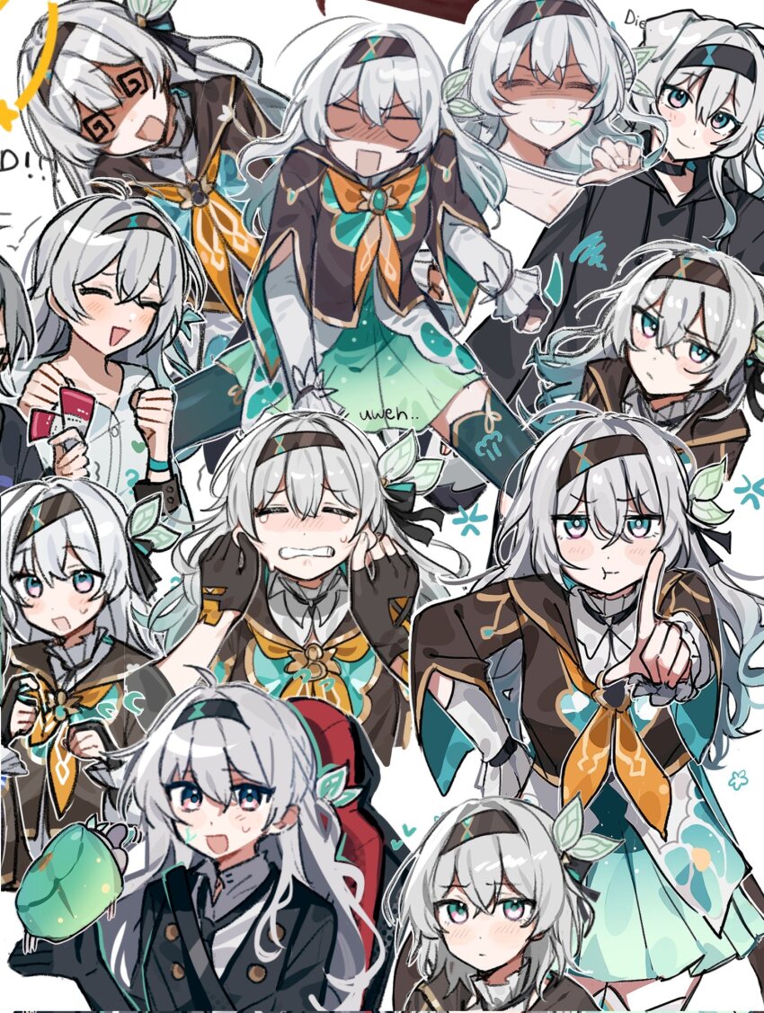 1girl, :d, :t, @_@, ^_^, alternate_costume, alternate_hair_length, alternate_hairstyle