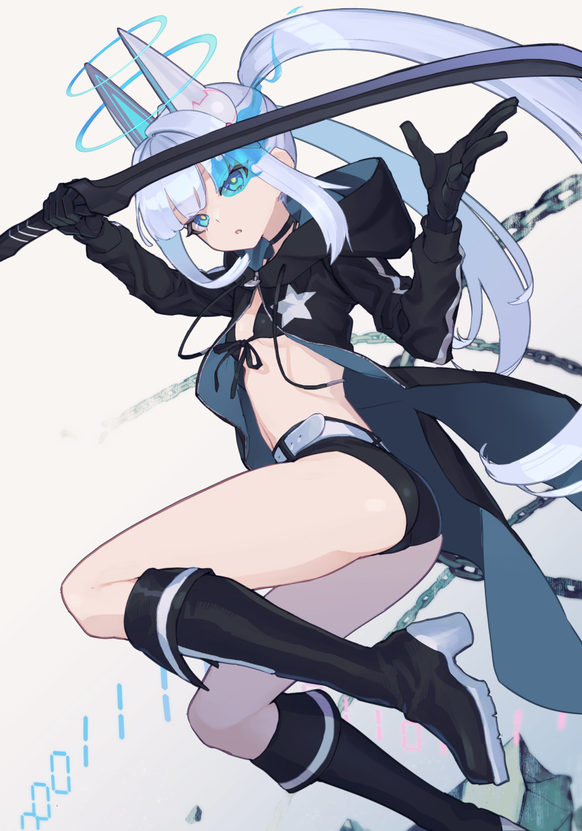 1girl, absurdres, ass, bikini, bikini_top_only, black_bikini, black_boots, black_choker